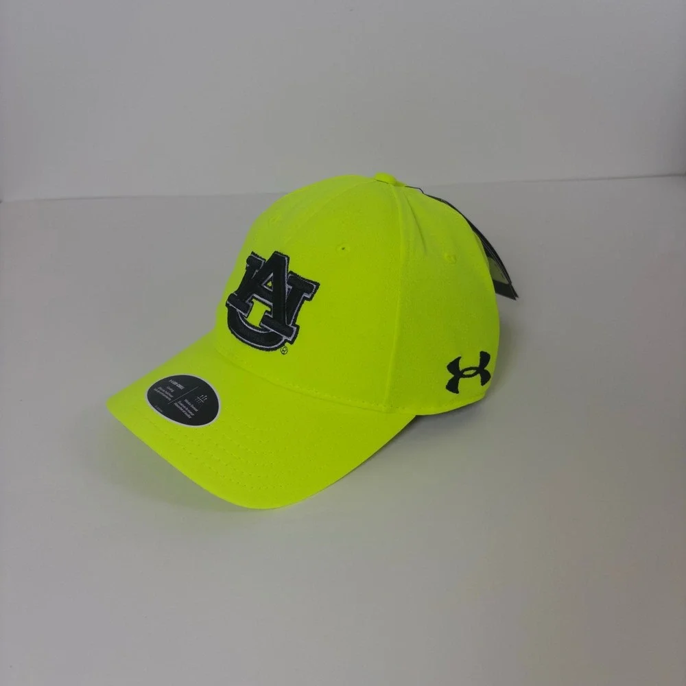 Under Armour Auburn Tigers Hat Mens Neon Yellow ISO-CHILL Adjustable Cap NCAA